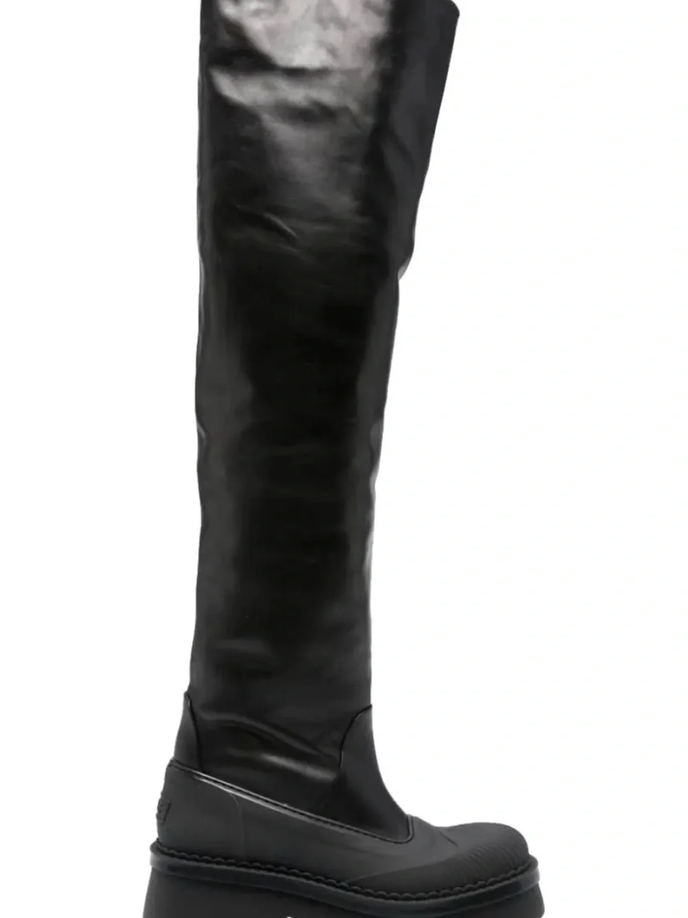 Chloe Raina Black Leather Over the Winter Rain Boots